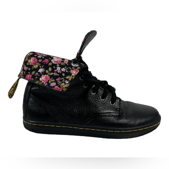 Dr. Doc Martens Boots Womens 8 Stratford Black Leather Shoes Floral Lined - Picture 9 of 12